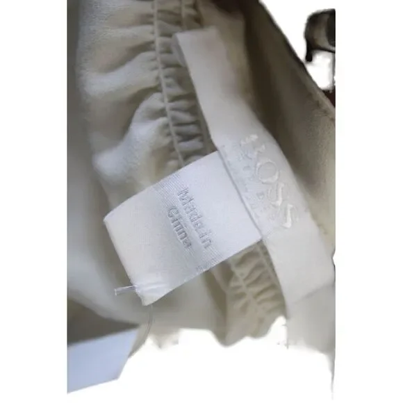 Boss Hugo Boss Women Basic Beige Button Up Blouse Long Sleeve Round Neck Size 8 - Picture 4 of 9